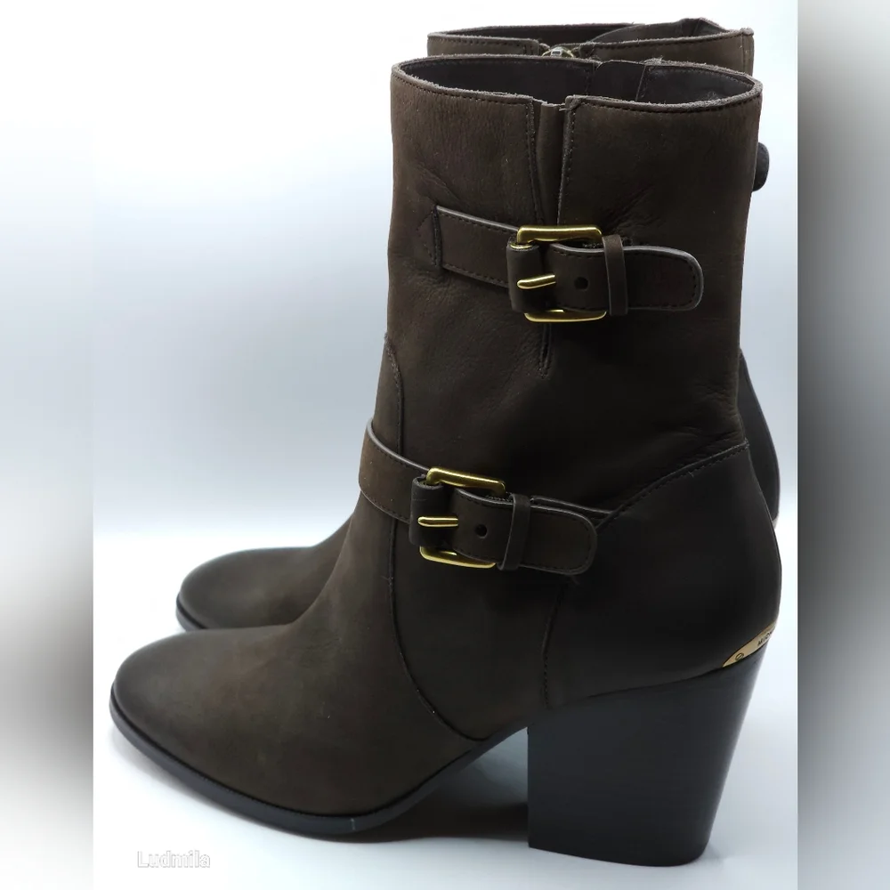 MICHAEL Michael Kors women's size 8 Ashton‎ mid brown leather bootie
